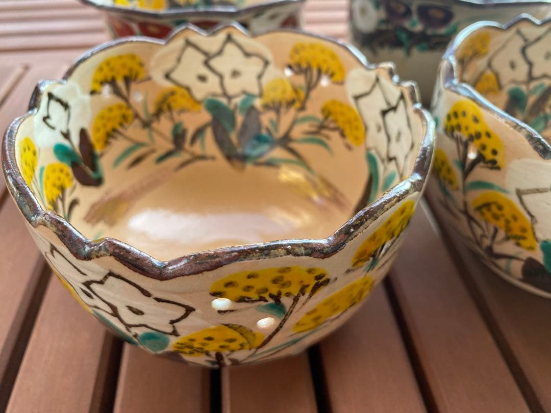 秋の乾山写透かし秋草向付2客万寿菊向付2客　合計４客 新品未使用　京焼