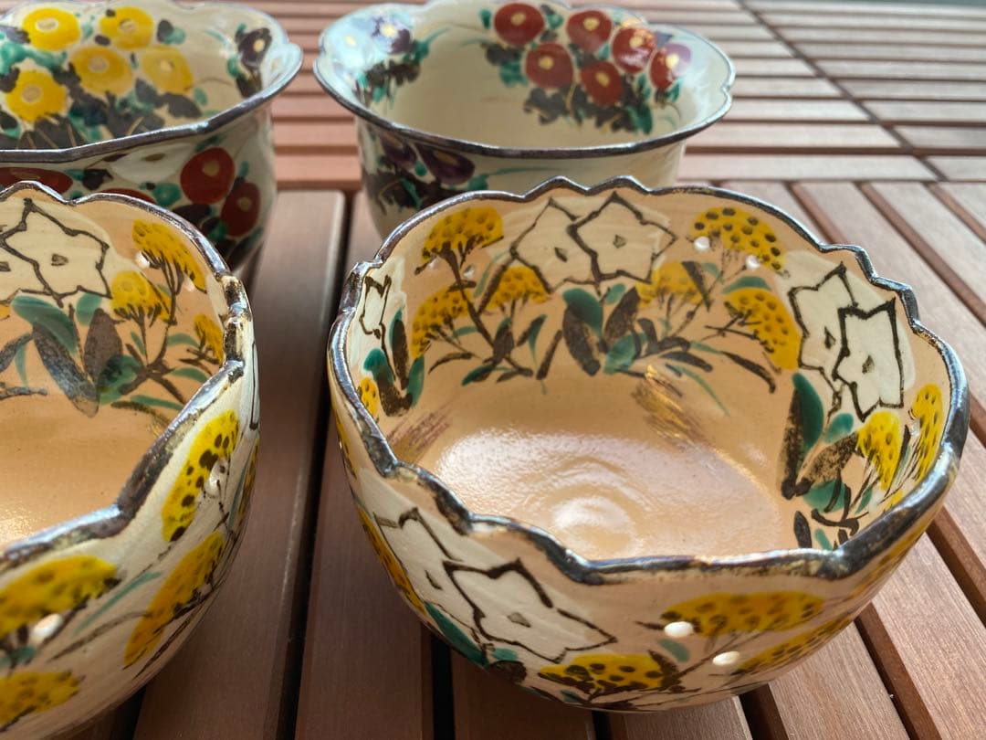 秋の乾山写透かし秋草向付2客万寿菊向付2客　合計４客 新品未使用　京焼