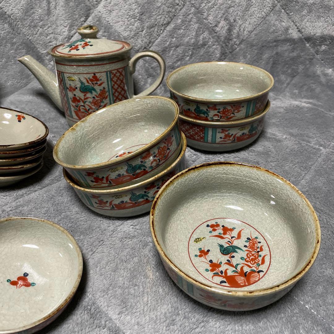 極希少 美濃焼  古式赤絵 十五代 隆泉窯 鍋セット 食器セット