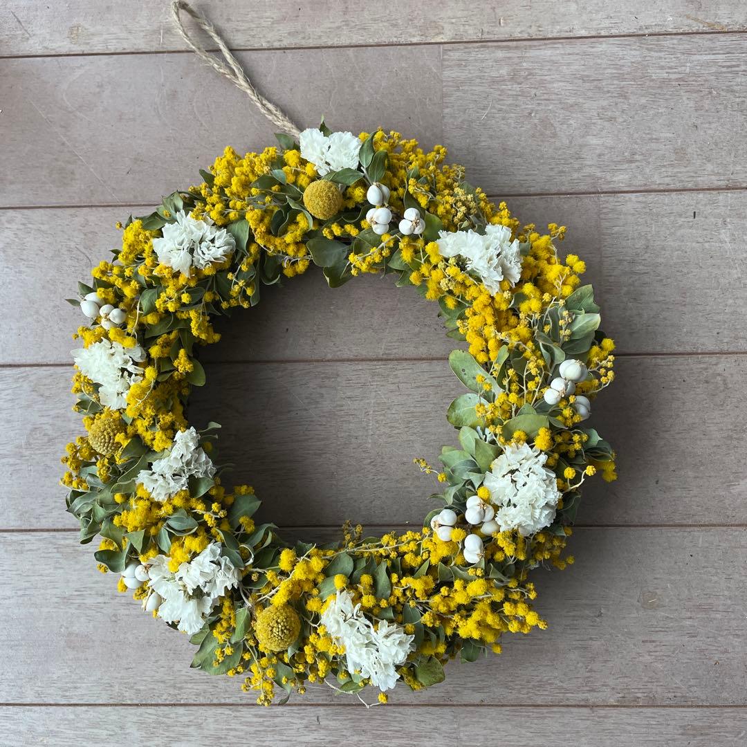 フレッシュミモザ（パールアカシア）のリース 直径約21cm - メルカリ