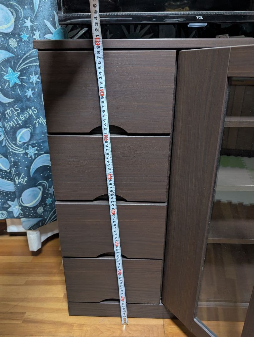 木製ラック ダークブラウン 4引き出し 2扉