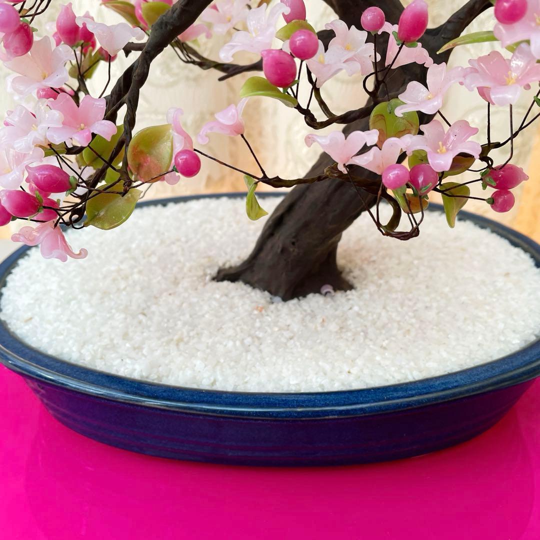 桜　ガラス細工　盆栽　造花　アートフラワー　ガラス花