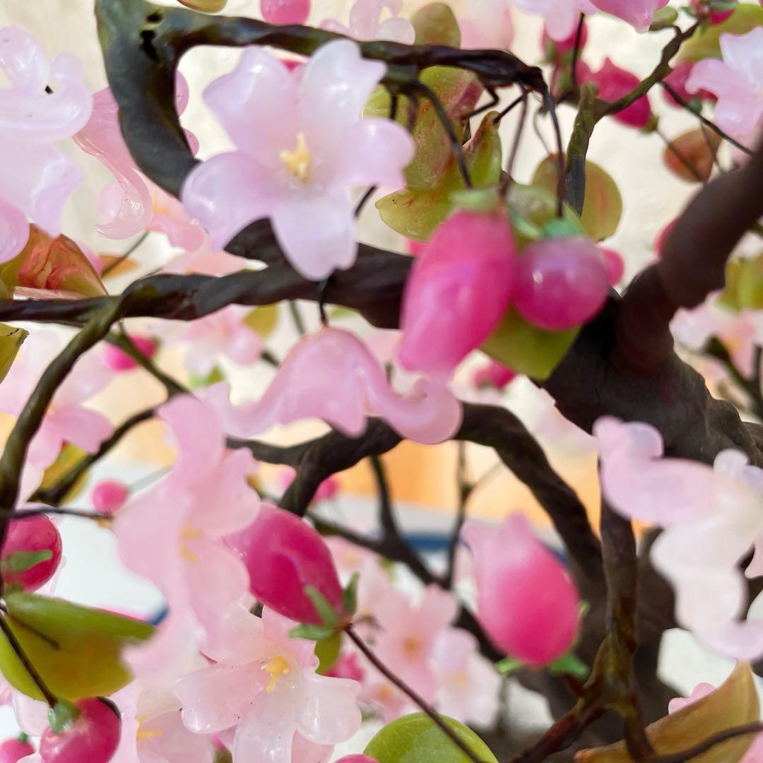 桜　ガラス細工　盆栽　造花　アートフラワー　ガラス花