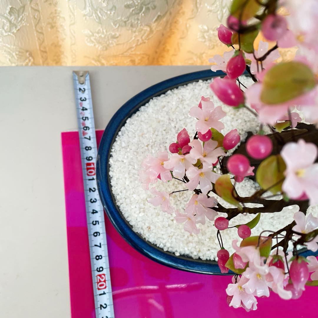 桜　ガラス細工　盆栽　造花　アートフラワー　ガラス花