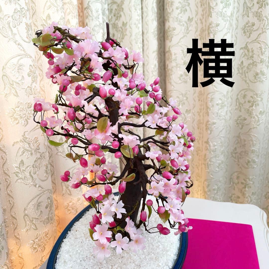 桜　ガラス細工　盆栽　造花　アートフラワー　ガラス花