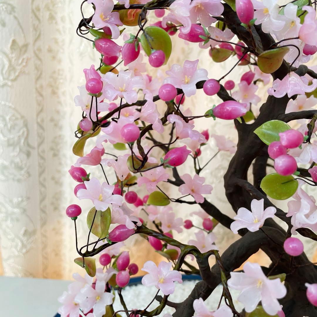 桜　ガラス細工　盆栽　造花　アートフラワー　ガラス花