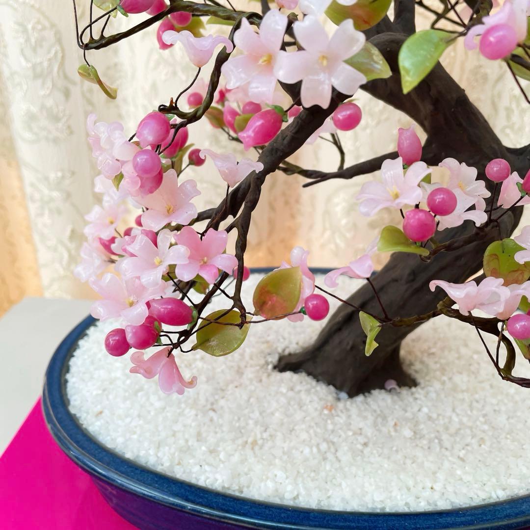 桜　ガラス細工　盆栽　造花　アートフラワー　ガラス花