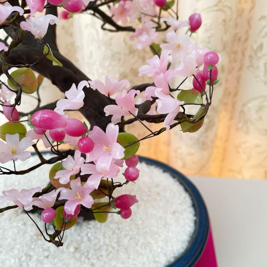 桜　ガラス細工　盆栽　造花　アートフラワー　ガラス花
