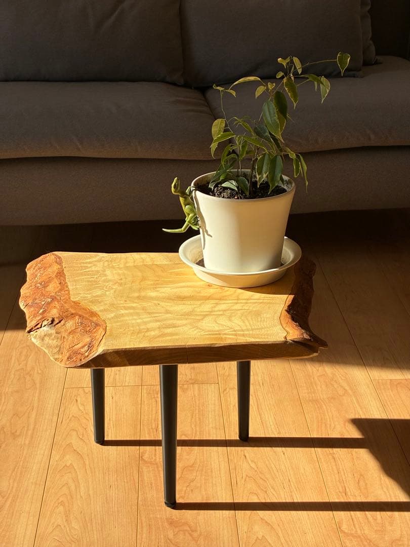 【現品限り】国産楠（くすのき）天然無垢一枚板 サイドテーブル　一点もの