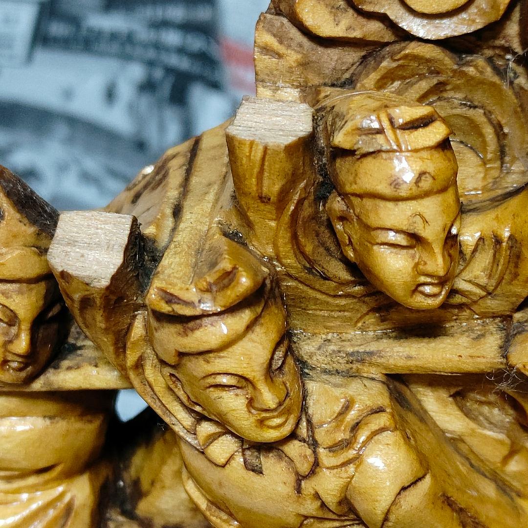 中国神話テーマ 木製彫刻 大きめ