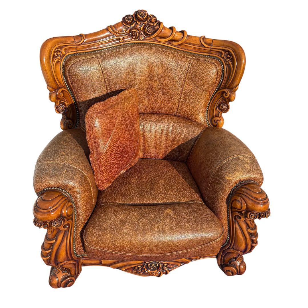 【送料込】ロココ調　ヴィンテージ　1Pソファ　ヨーロピアン　アンティーク　②