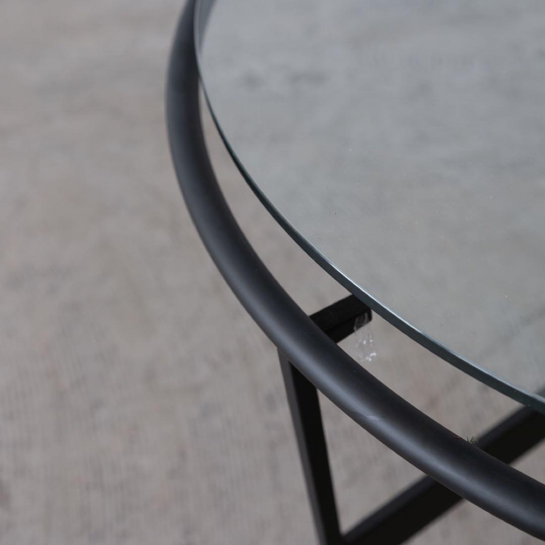 円形センターテーブル ガラス・黒