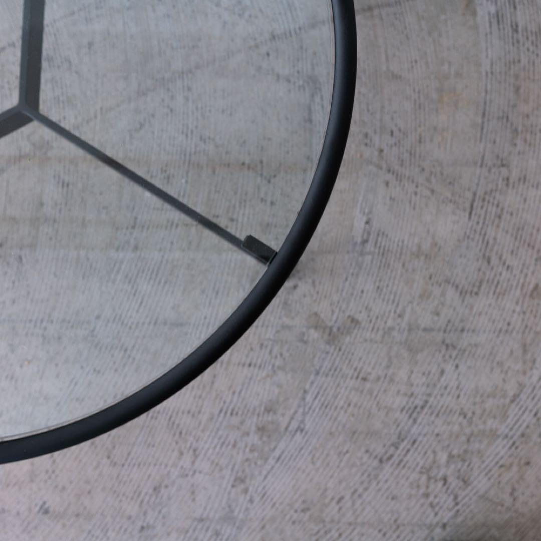 円形センターテーブル ガラス・黒