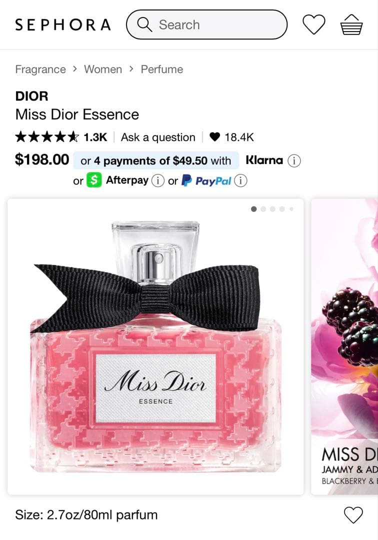香水(女性用) Dior Miss Dior Essence 80ml
