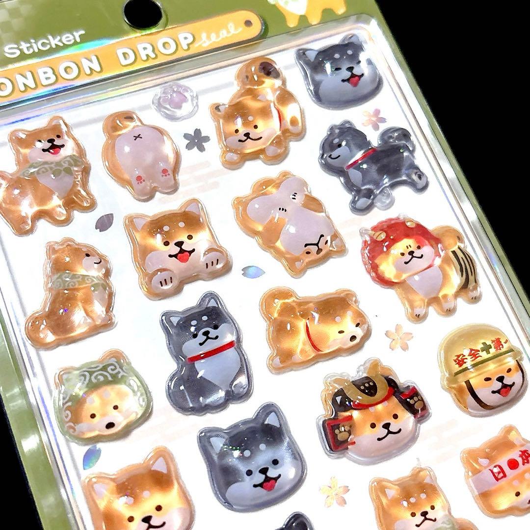 ♥和風♡和柄♥ボンボンドロップシール♥舞妓ꕤ忍者ꕤ柴犬♥正規品3枚