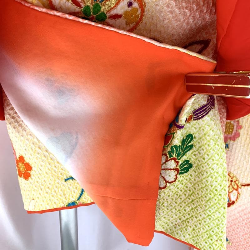 502ag37□七五三 三歳 女児 着物&被布＆長襦袢 総絞り 金彩□状態良好