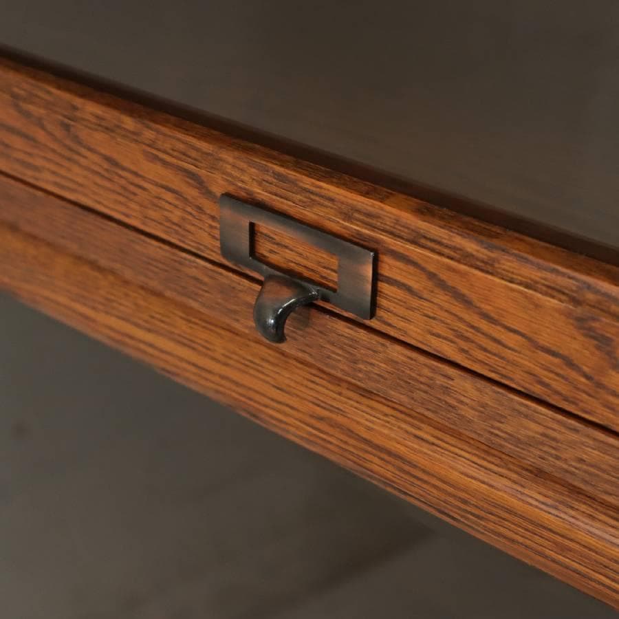 三越ブルージュ 4段フリーラック オーク無垢 ガラスフラップ扉