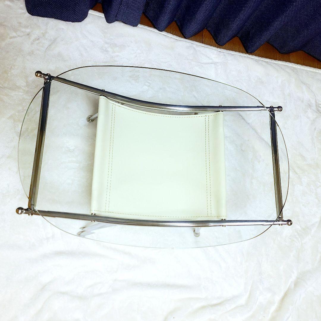 ミッドセンチュリー　スペースエイジ　ローテーブル　楕円　70年代　ガラステーブル