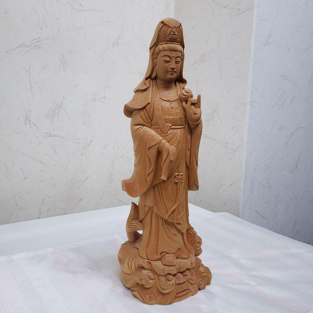 Ｂフライデー　蔵出し特価仏像★桧材 滴水観音菩薩像★高さ：約30cm