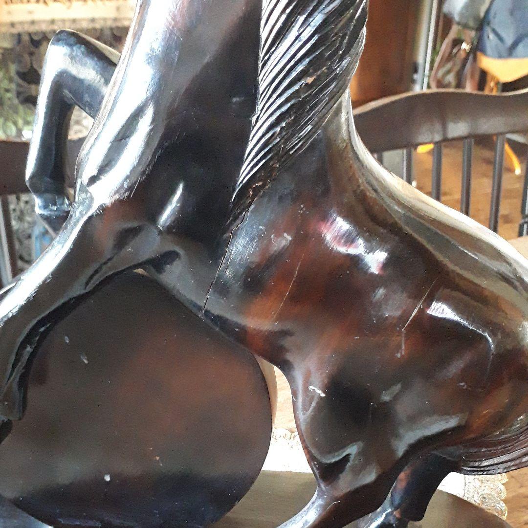 黒檀　馬　置物