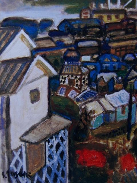 鈴木信太郎、【伊豆下田港】、希少な大判額装用画集より、美品、日本人