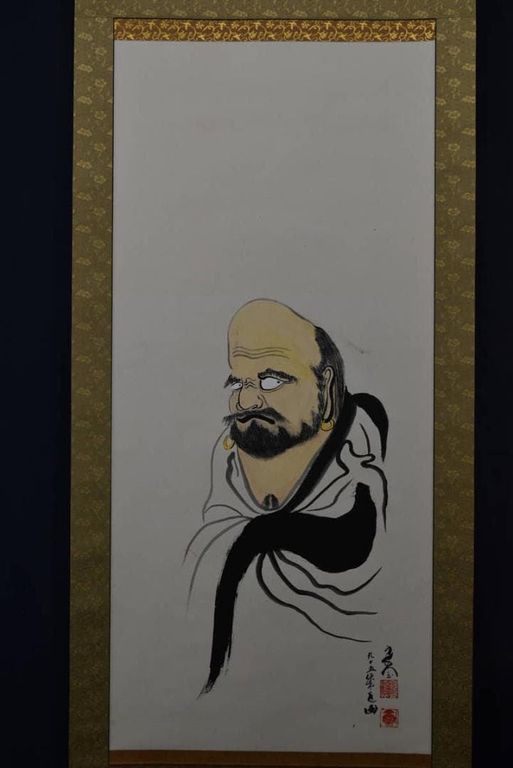 良念/達磨之図/人物図/掛軸☆宝船☆Z-961