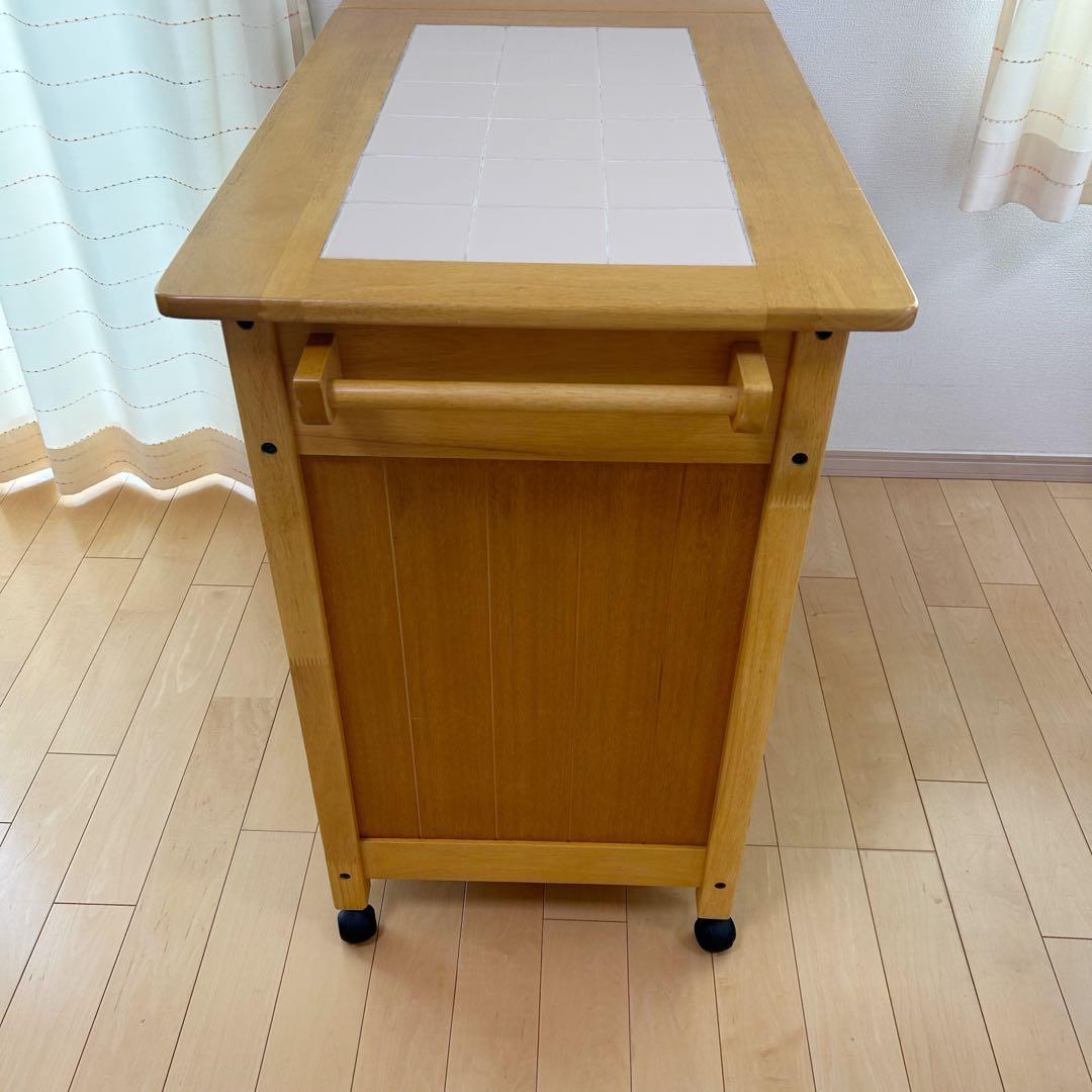 森のサーカス　キッチンワゴン　タイル付　バタフライ　ワーキングワゴン天然木