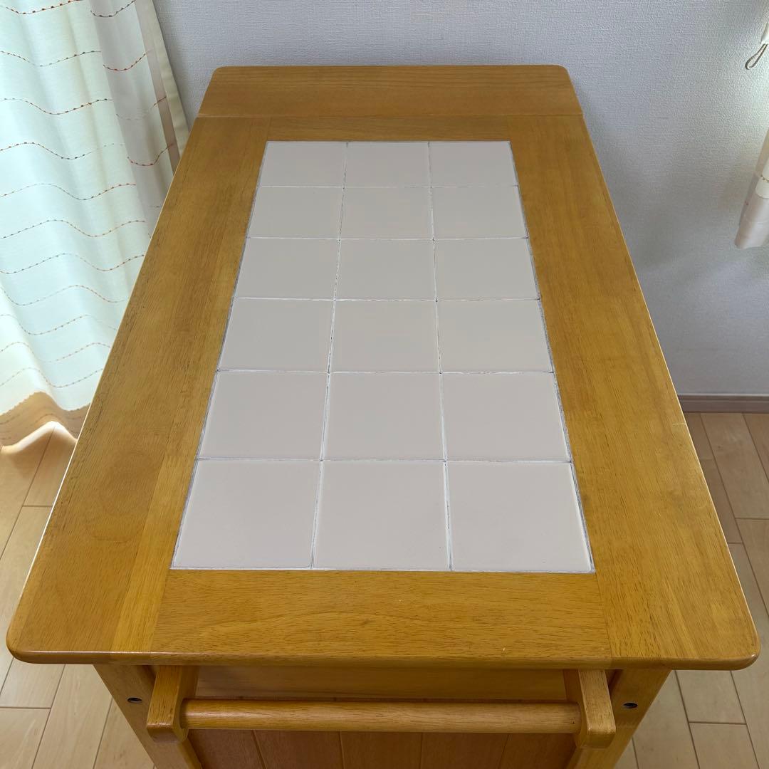 森のサーカス　キッチンワゴン　タイル付　バタフライ　ワーキングワゴン天然木