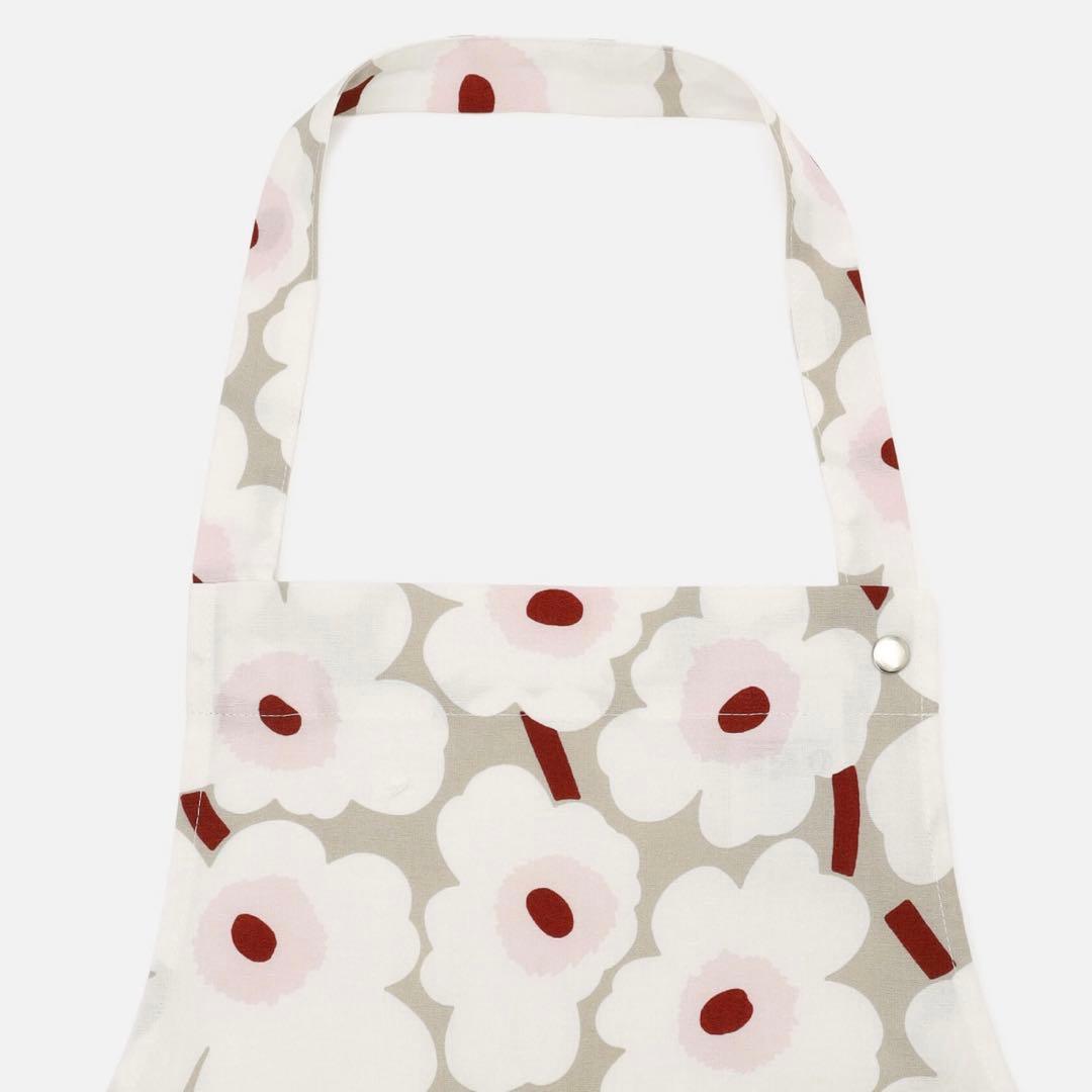 マリメッコ 日本限定 Mini Unikko エプロン ホワイト×ライトグレー