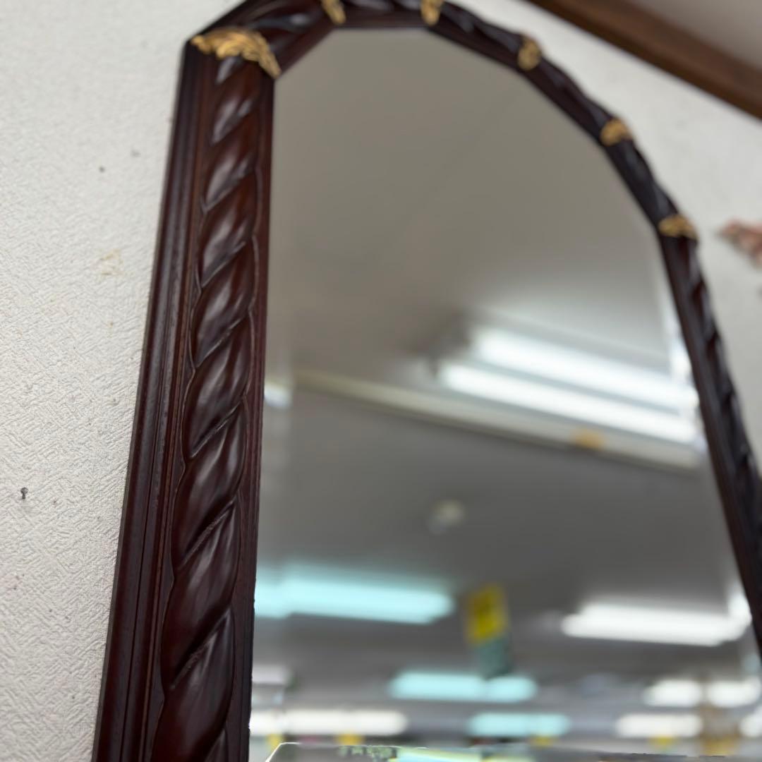 イタリア製 木製ミラー ダークブラウン