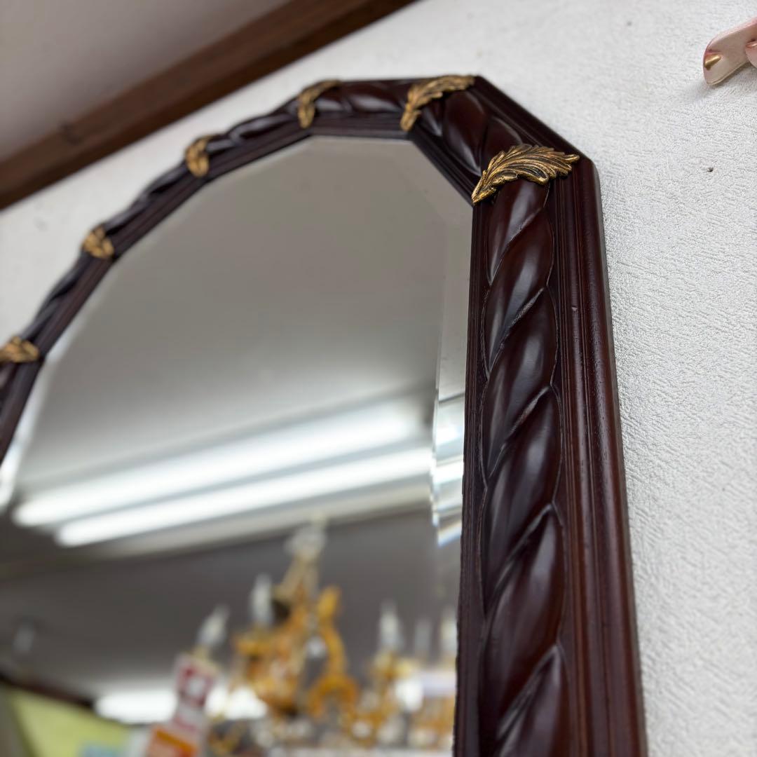 イタリア製 木製ミラー ダークブラウン