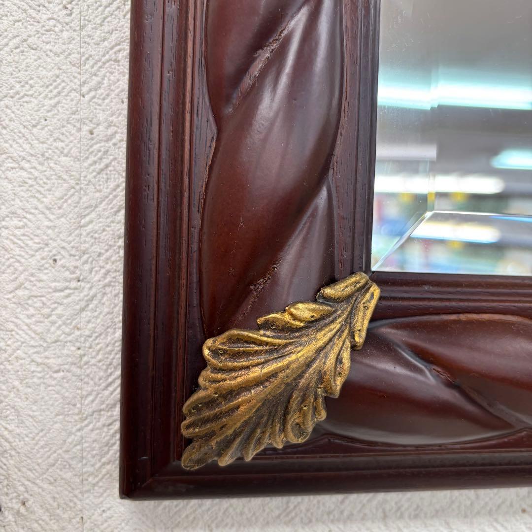 イタリア製 木製ミラー ダークブラウン
