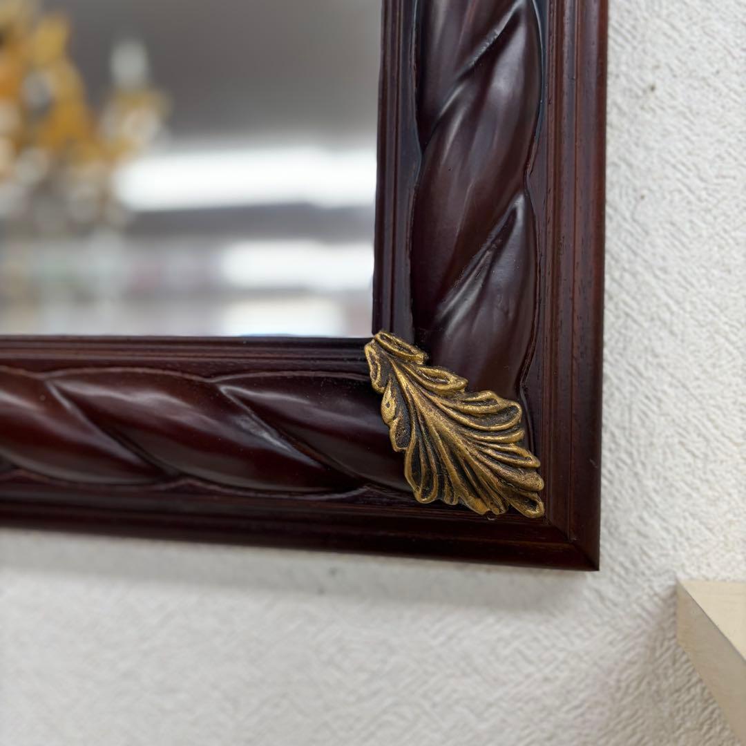 イタリア製 木製ミラー ダークブラウン