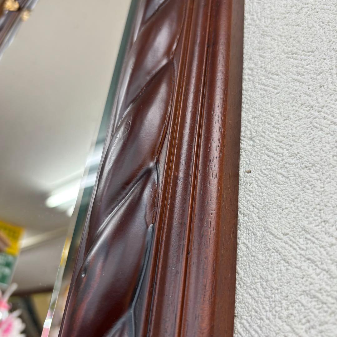 イタリア製 木製ミラー ダークブラウン