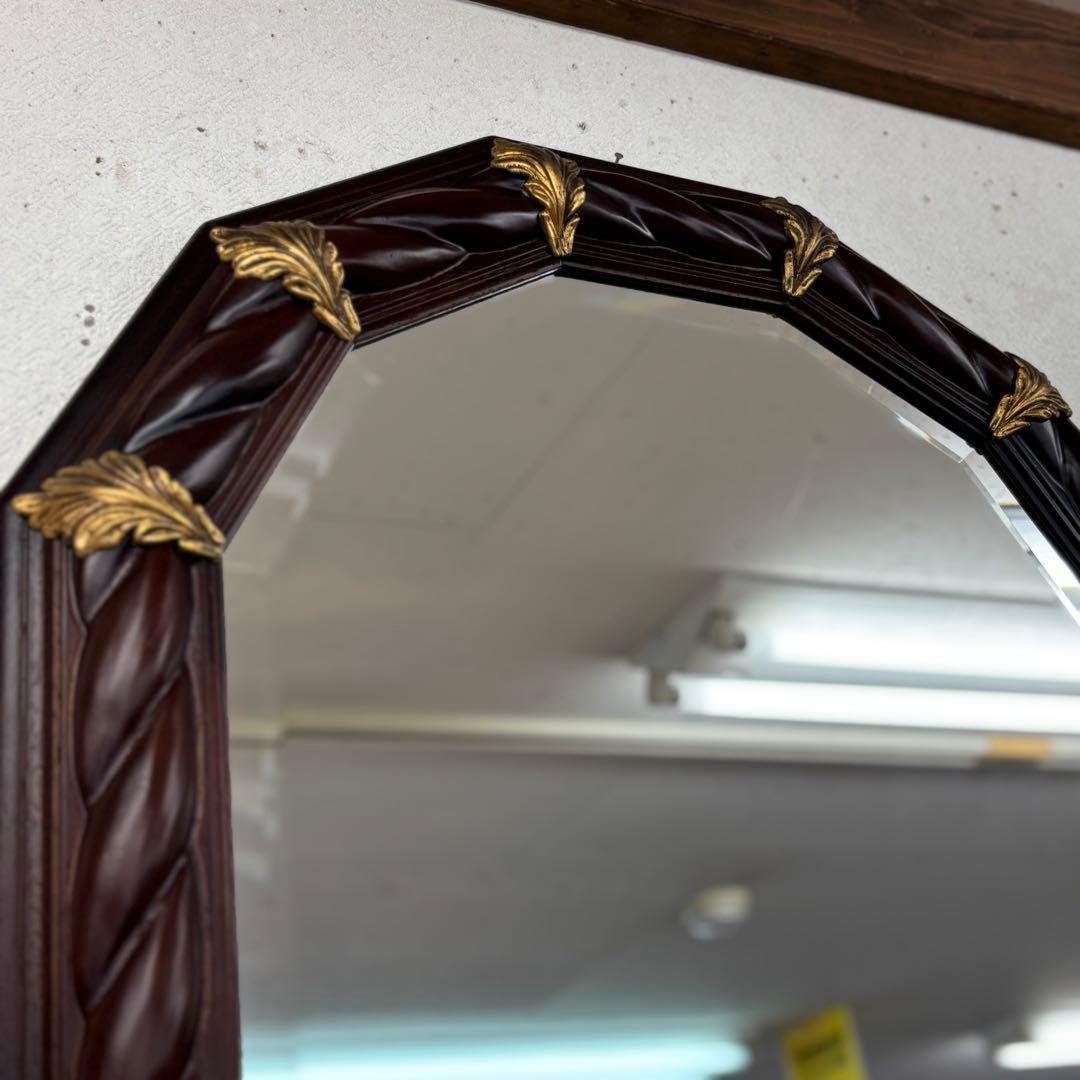 イタリア製 木製ミラー ダークブラウン