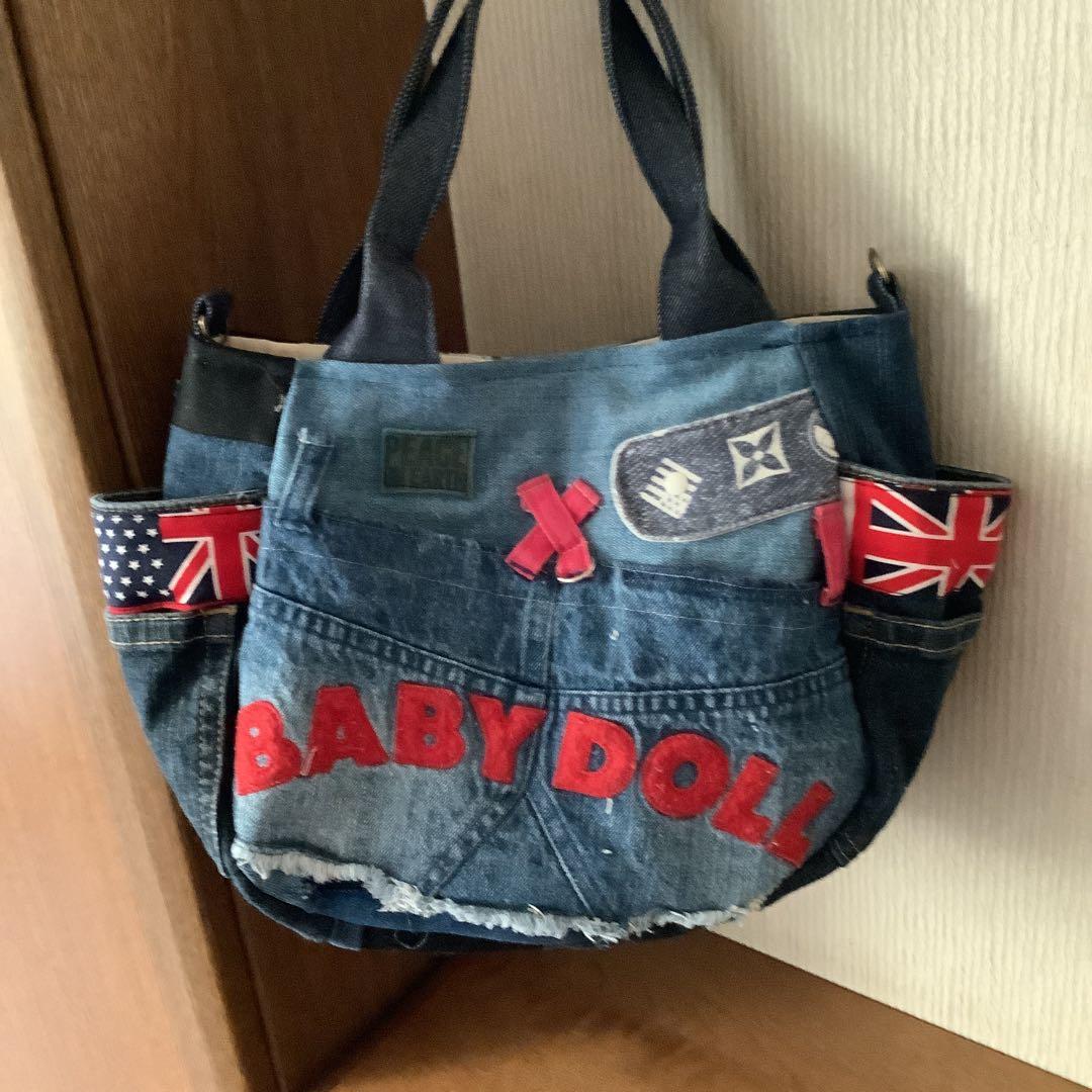 ハンドメイド リメイクデニム トートバッグ サイドポケット＆Dカン付き