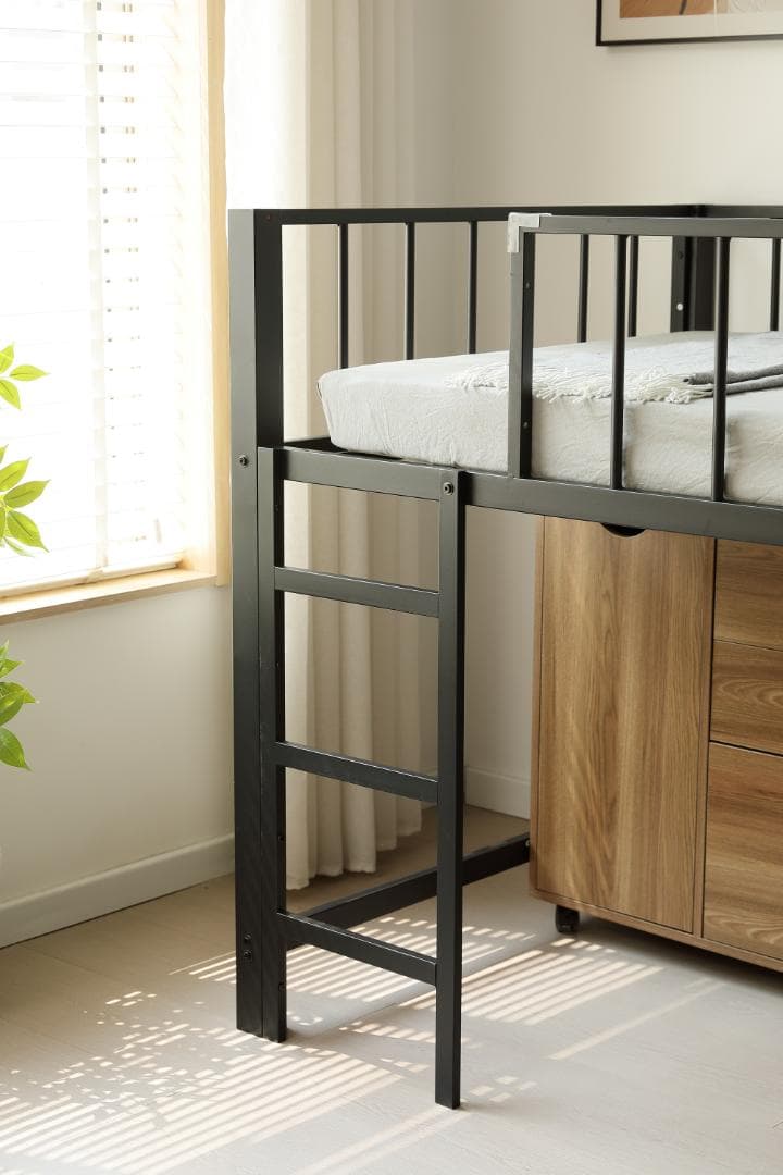 ロフトベッド（S） 高さ110cm下収納 ロフト ベッド 省スペース　BLACK