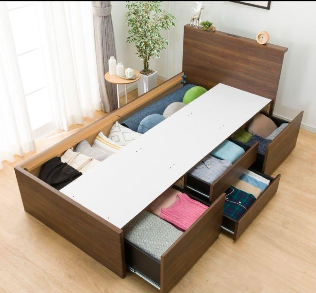 【引き取り限定】ニトリ　シングル　コンセント　ベッドフレーム、マットレス付き