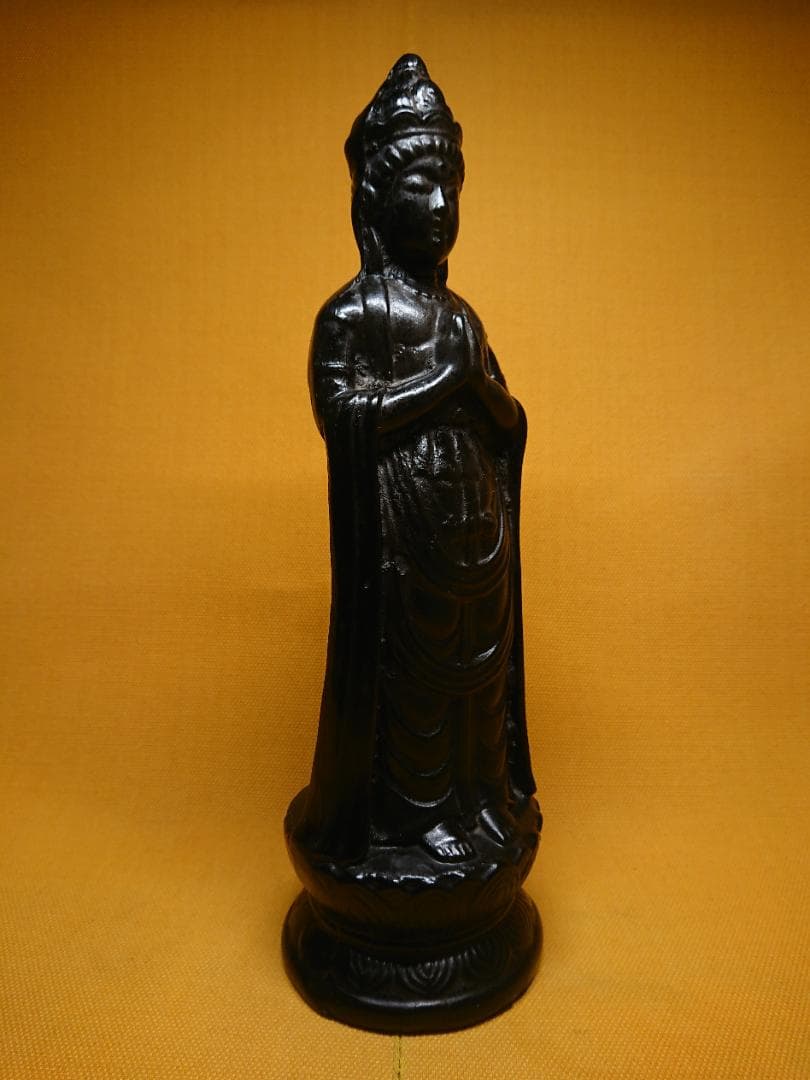 仏教美術　観音　仏像　彫像　石製　置物　インテリア　工芸品　美術品　A1356