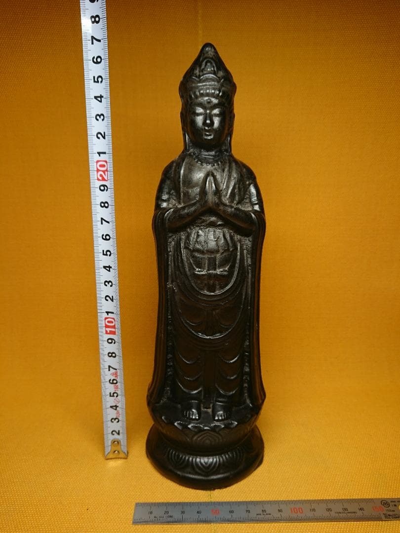 仏教美術　観音　仏像　彫像　石製　置物　インテリア　工芸品　美術品　A1356