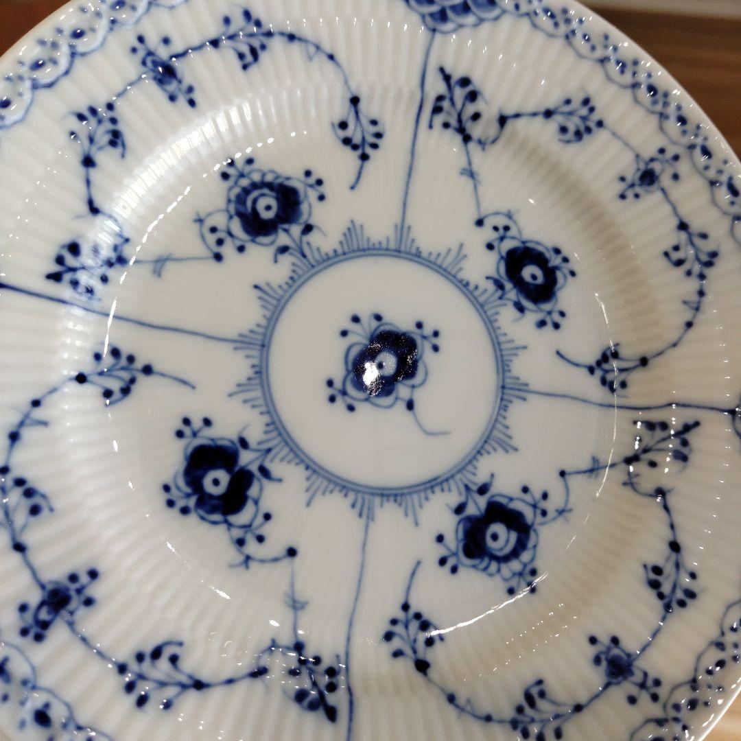 【未使用】ロイヤルコペンハーゲン ブルーフルーテッドハーフレース皿17㎝2枚