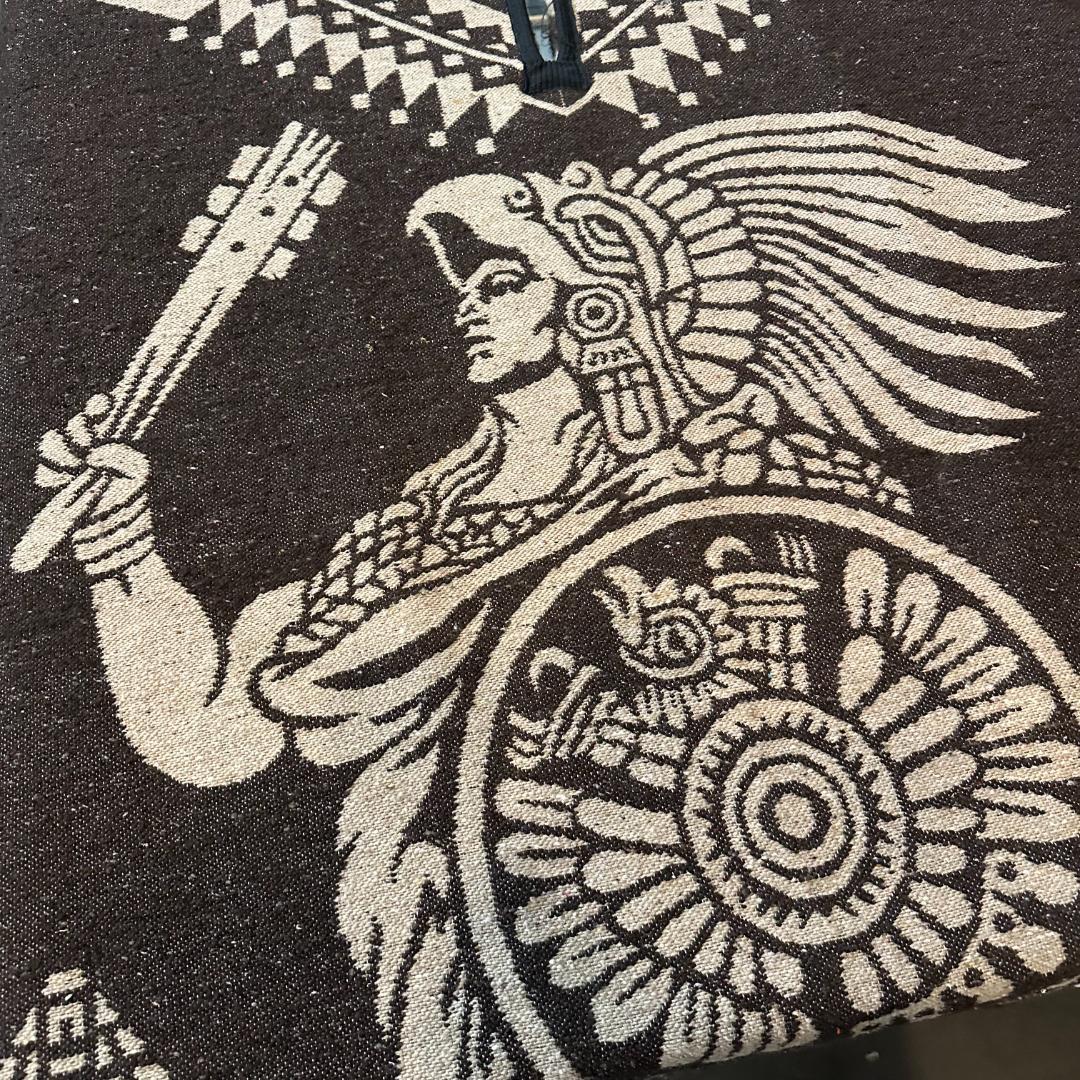 メキシコ製 アステカポンチョ | メキシカンラグ ネイティブ柄 ブラウン