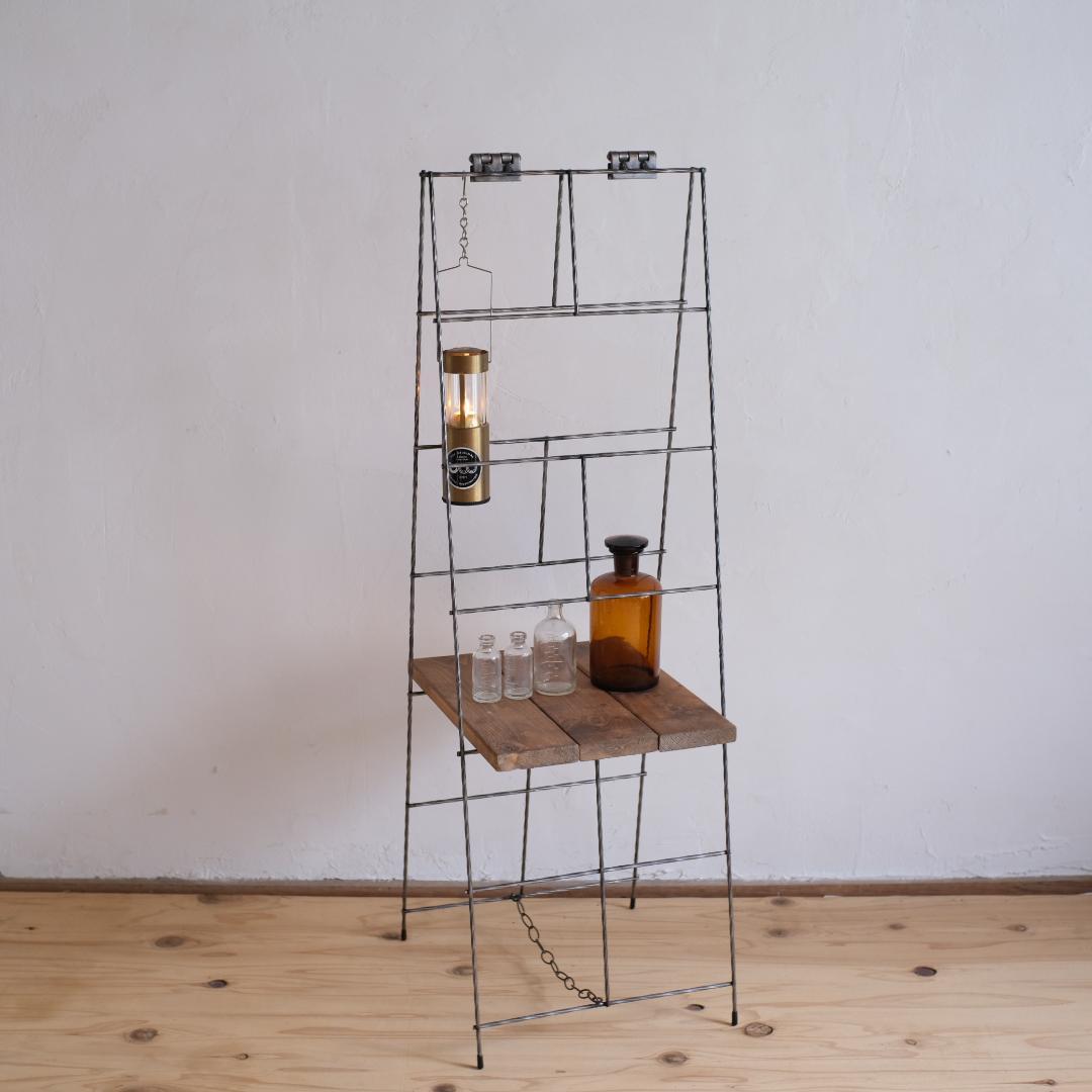 無骨なアイアン脚＆ウッドの飾り棚N イベント什器 アクセサリーラック