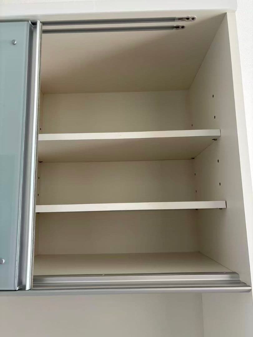 ホワイト 食器棚 ガラス扉 3段棚