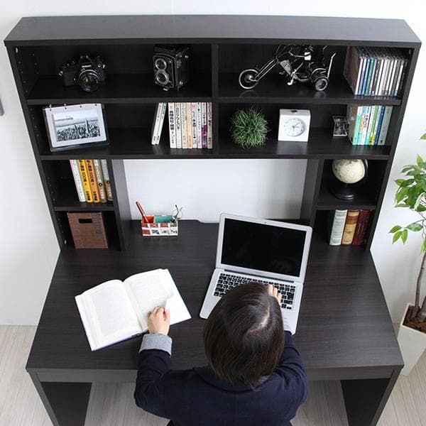 《新品・送料無料》パソコンデスク 上下書棚付き 115cm幅 ダークブラウン