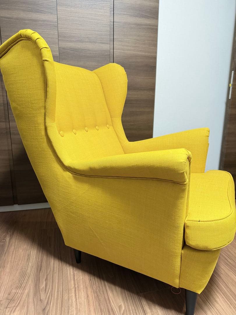 HM0812IKEA ストランドモン イエロー ウィングチェアオットマン付