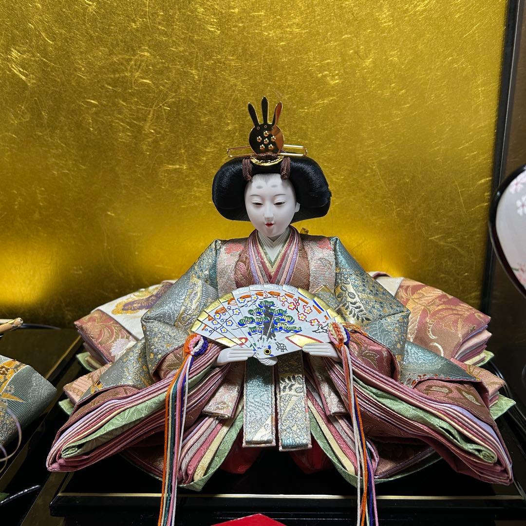 ガラスケース付き　ひな人形セット 提灯付き