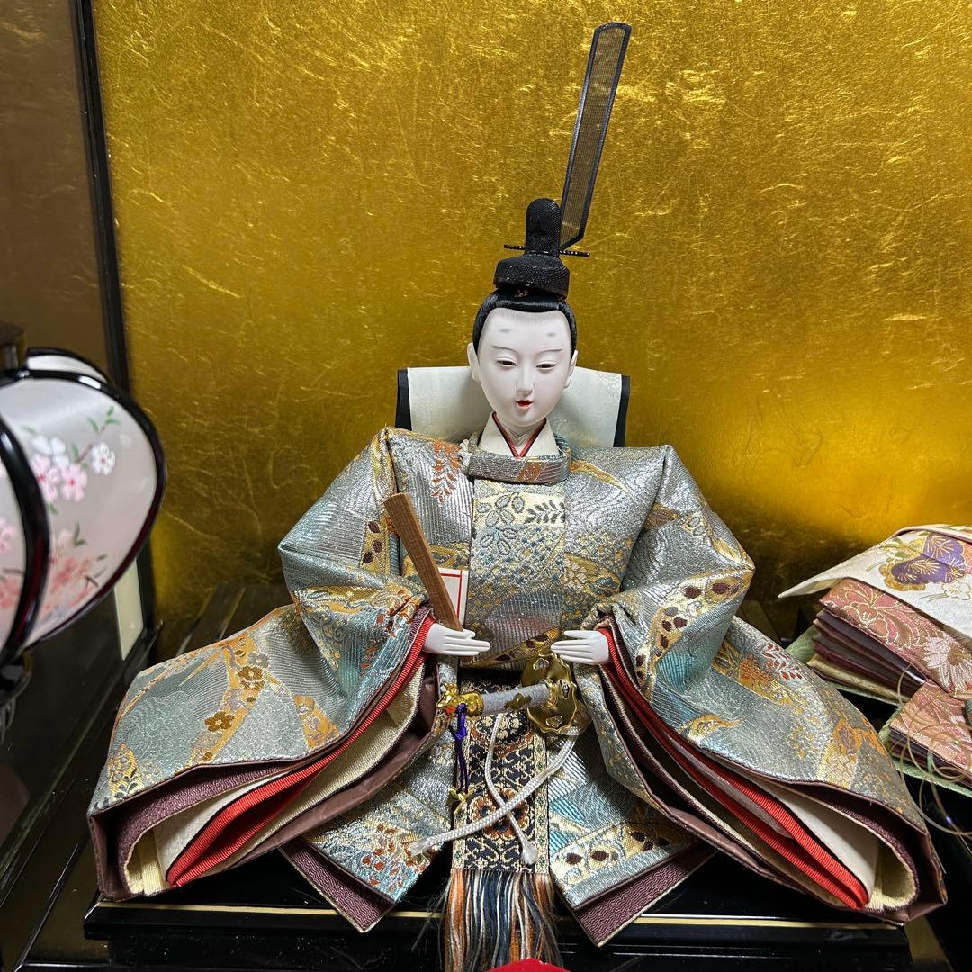 ガラスケース付き　ひな人形セット 提灯付き