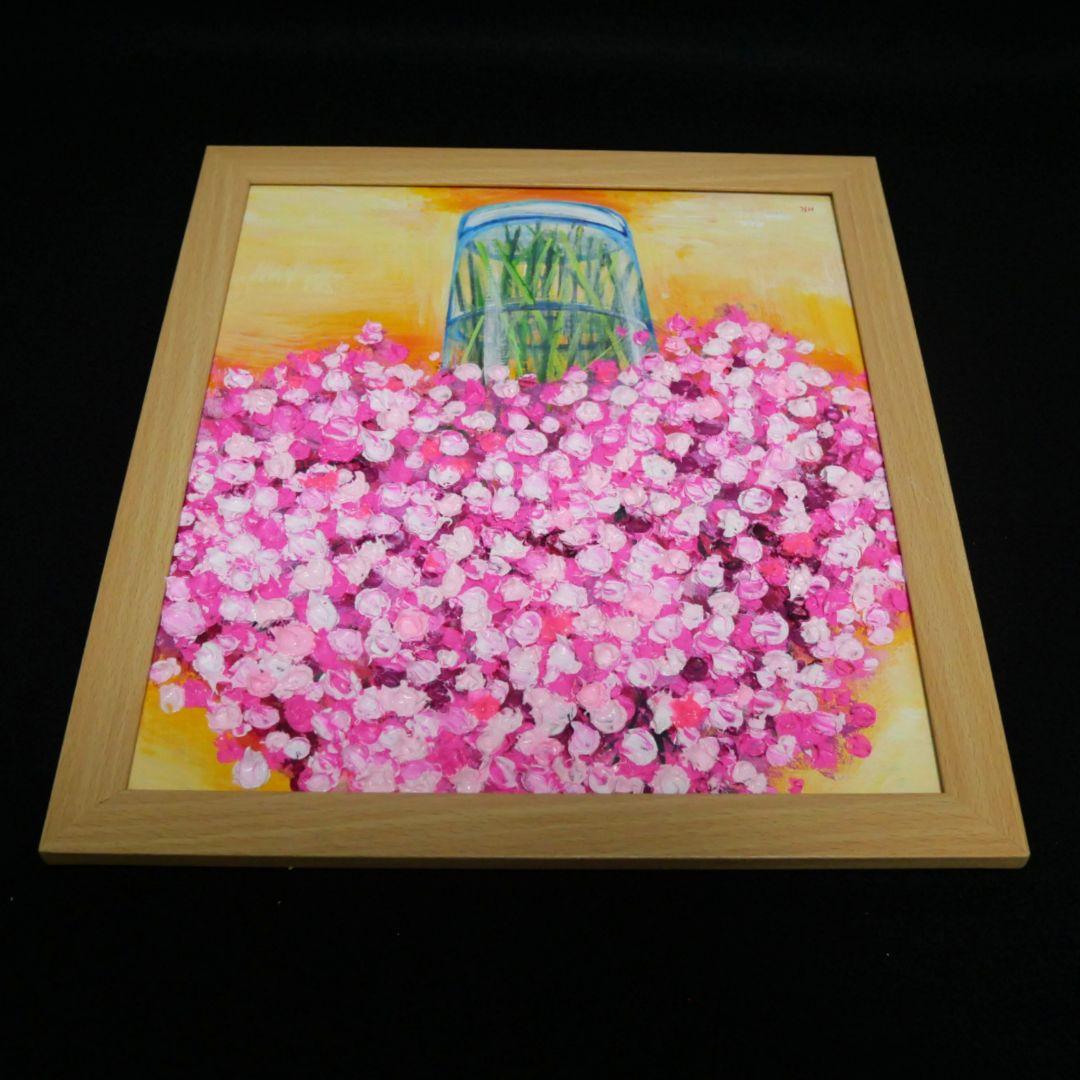 油絵 油彩 油彩画 絵画【ピンクのかすみ草】