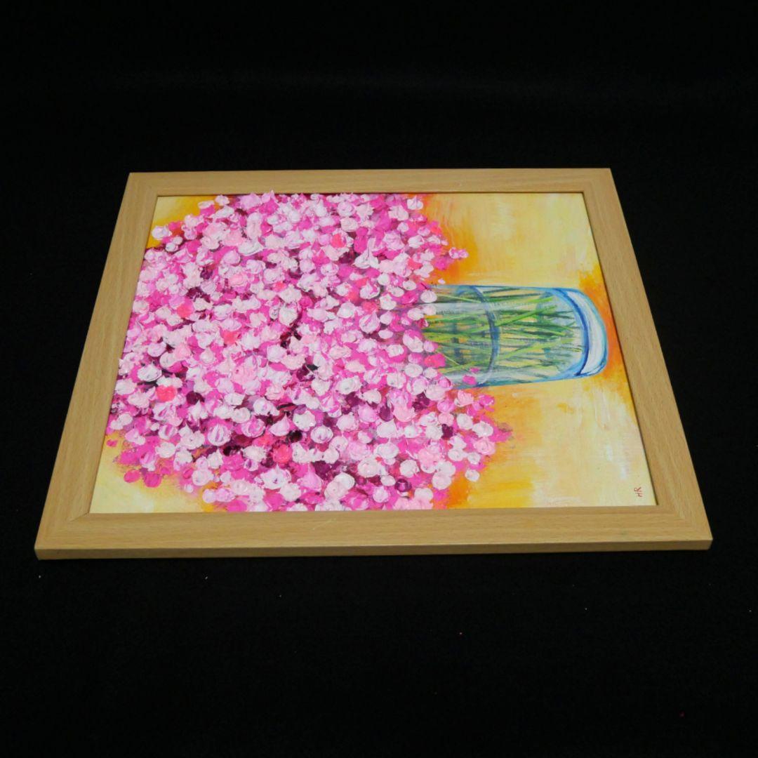 油絵 油彩 油彩画 絵画【ピンクのかすみ草】